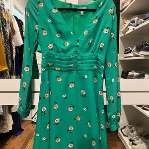 Socialite green, floral long-sleeve dress